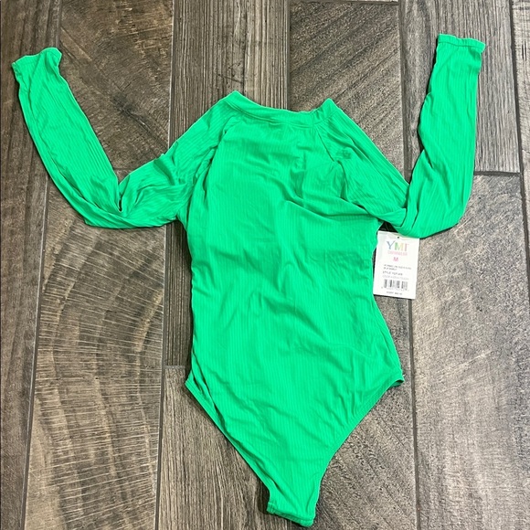 NWT YMI Green Long Sleeve bathing suit  One Piece - Picture 3 of 3